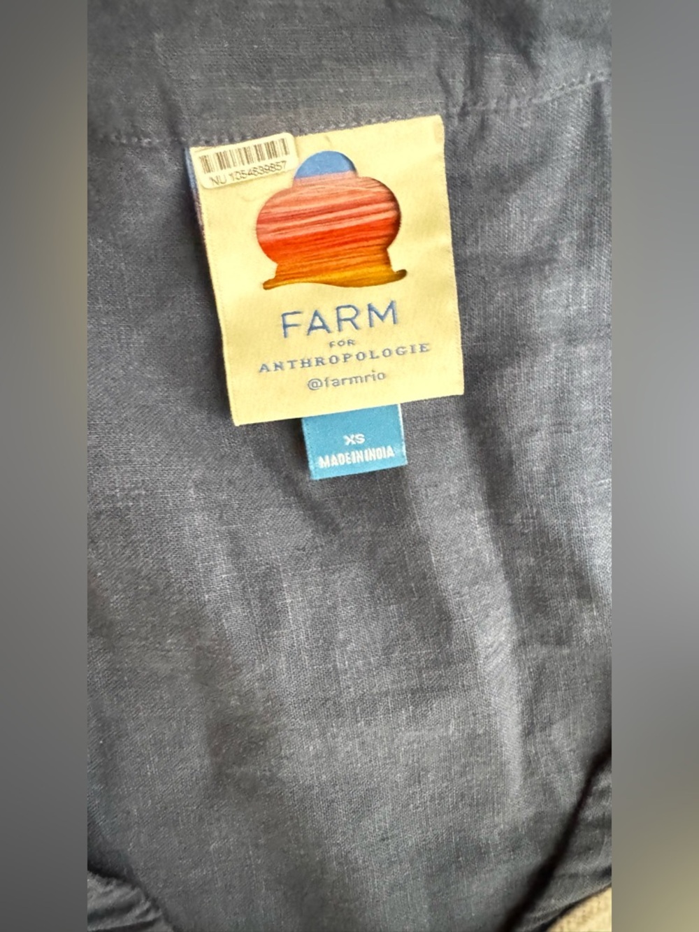 Farm Rio  Navy Blue White Floral Embroidery long sleeves Maxi Dress S XS - Picture 11 of 13